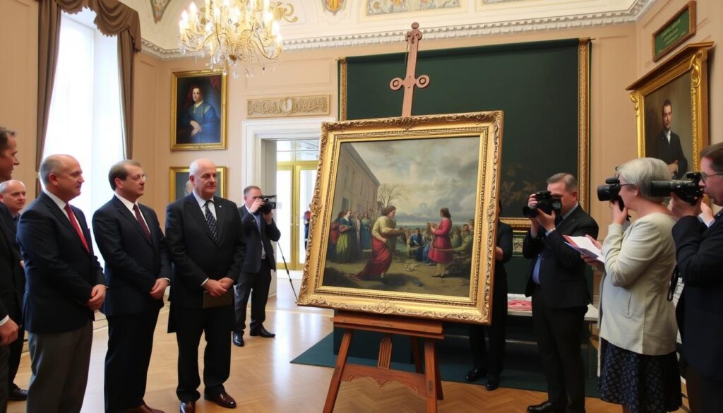Ceremonia przekazania odzyskanego obrazu do Muzeum Narodowego w Warszawie