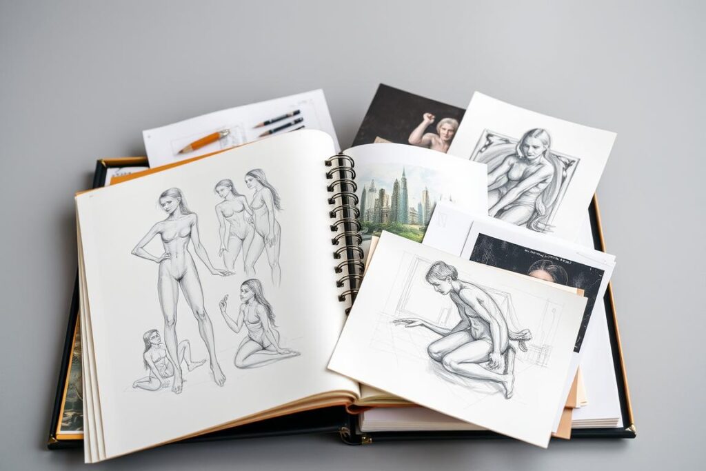 Portfolio artystyczne z różnorodnymi pracami malarskimi i rysunkowymi przygotowane przez kandydata na studia na Akademię Sztuk Pięknych Portfolio artystyczne z różnorodnymi pracami malarskimi i rysunkowymi przygotowane przez kandydata na studia na Akademię Sztuk Pięknych