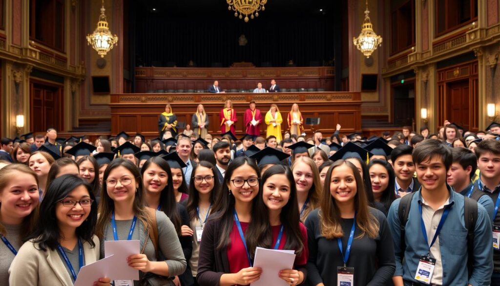 Szczęśliwi studenci pierwszego roku Akademii Sztuk Pięknych podczas inauguracji roku akademickiego Szczęśliwi studenci pierwszego roku Akademii Sztuk Pięknych podczas inauguracji roku akademickiego