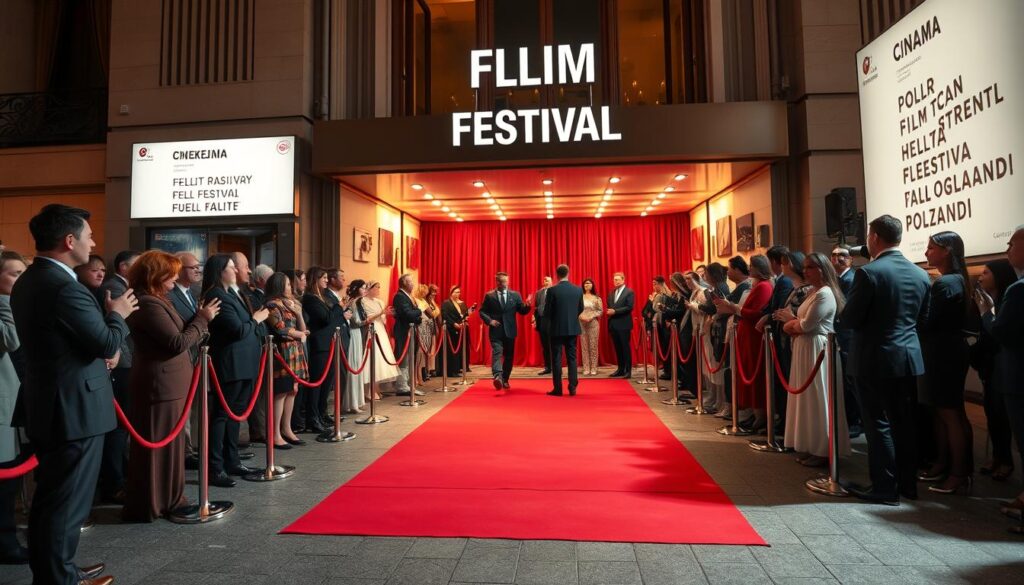 Ceremonia otwarcia festiwalu filmowego w Polsce z czerwonym dywanem Ceremonia otwarcia festiwalu filmowego w Polsce z czerwonym dywanem