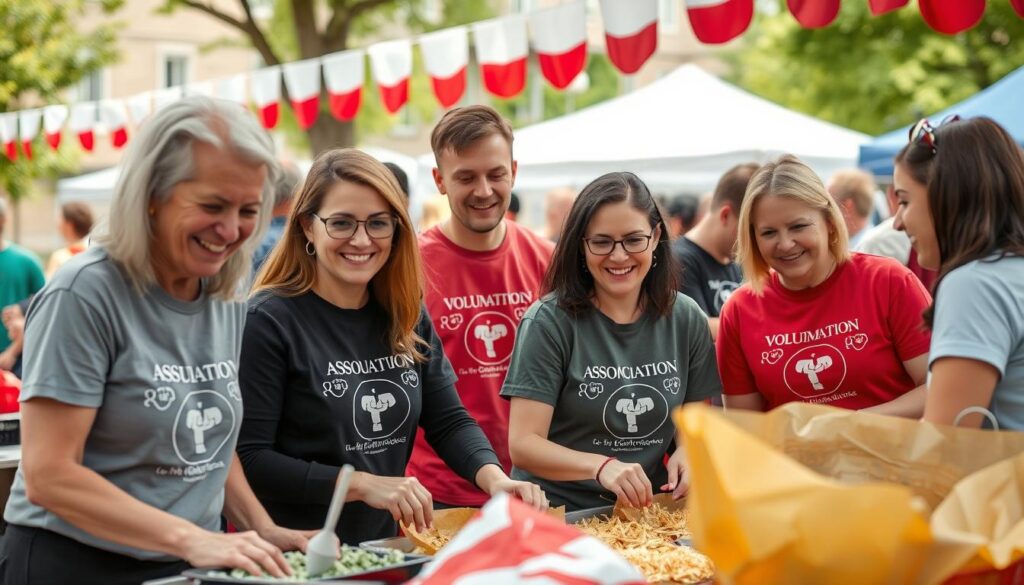 Grupa wolontariuszy polskiego stowarzyszenia kulturalnego podczas wydarzenia