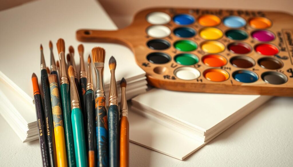 farby pędzle papier